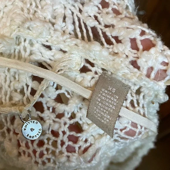 Anthropologie Knitted & Knotted XS Ivory Open Knit Cardigan. - Picture 4 of 6